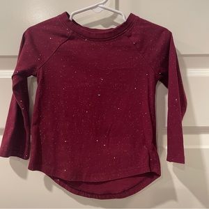 Glittery Maroon Long Sleeved Shirt. Size 2T.